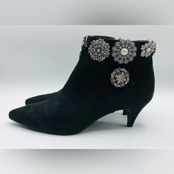 Circus by Sam Edelman Black Suede Ankle Booties 2” Heel 7.5 Sparkle Embellished - Picture 1 of 16